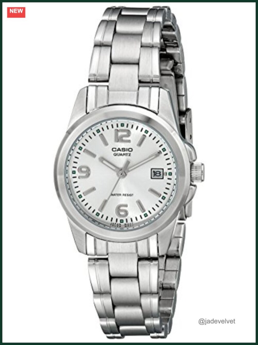 Women's Stainless Steel Analog Watch with Date Luminous Hands 50M Water